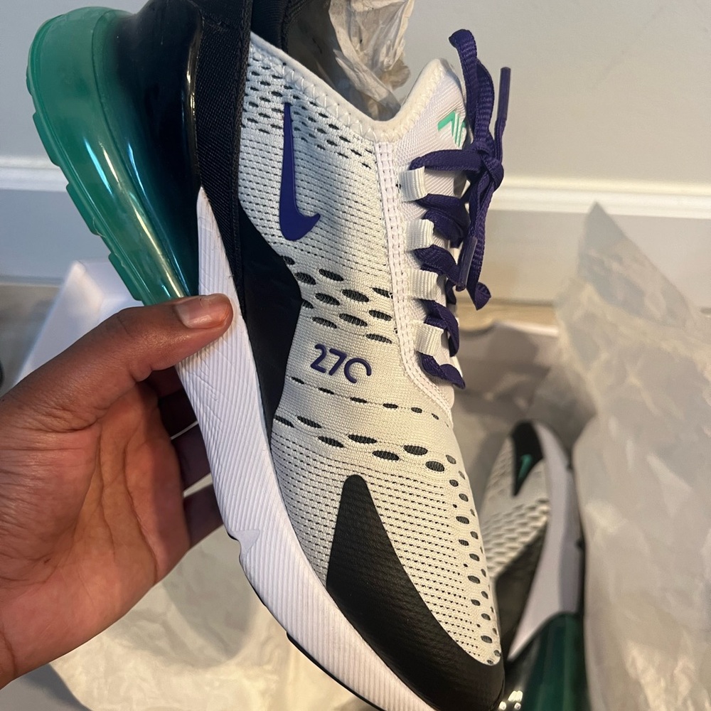 Nike White Black Sneakers with Teal & Purple Accents - Picture 2 of 4